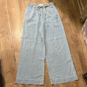 LOFT Denim Blue Ruffled Waist Pants